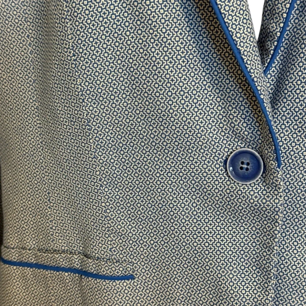 🆕 THE LIMITED Vintage Blue Geometric Print Single Button Blazer Jacket EUC L‎